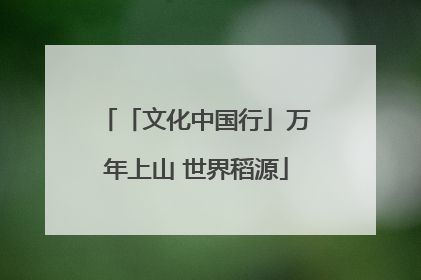 「文化中国行」万年上山 世界稻源