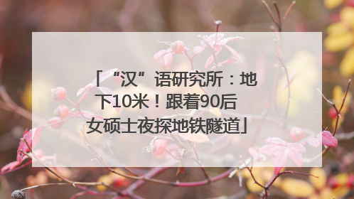 “汉”语研究所：地下10米！跟着90后女硕士夜探地铁隧道