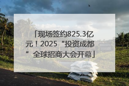 现场签约825.3亿元！2025“投资成都”全球招商大会开幕