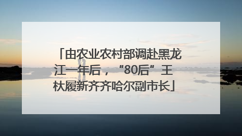 由农业农村部调赴黑龙江一年后，“80后”王杕履新齐齐哈尔副市长