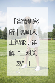 省情研究所｜调研人工智能，详解“三对关系”