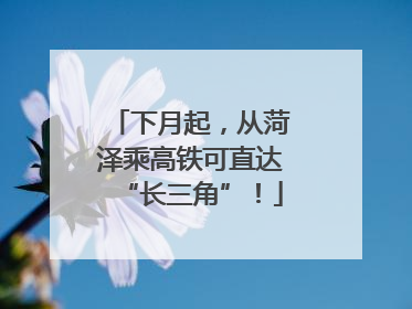 下月起，从菏泽乘高铁可直达“长三角”！