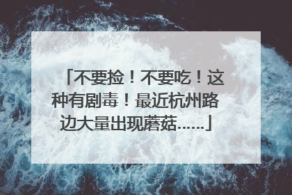 不要捡！不要吃！这种有剧毒！最近杭州路边大量出现蘑菇……