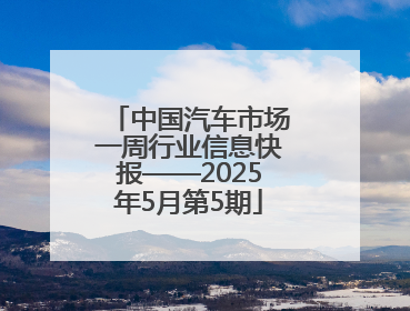 中国汽车市场一周行业信息快报——2025年5月第5期