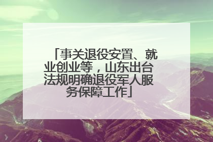 事关退役安置、就业创业等，山东出台法规明确退役军人服务保障工作