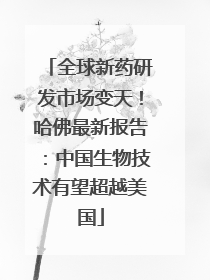 全球新药研发市场变天！哈佛最新报告：中国生物技术有望超越美国