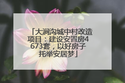大涧沟城中村改造项目：建设安置房4673套，以好房子托举安居梦