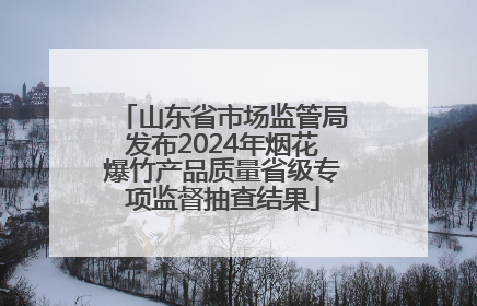 山东省市场监管局发布2024年烟花爆竹产品质量省级专项监督抽查结果