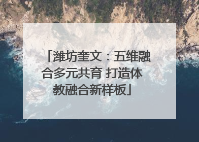 潍坊奎文：五维融合多元共育 打造体教融合新样板