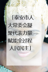 泰安市人大常委会凝聚代表力量赋能全过程人民民主