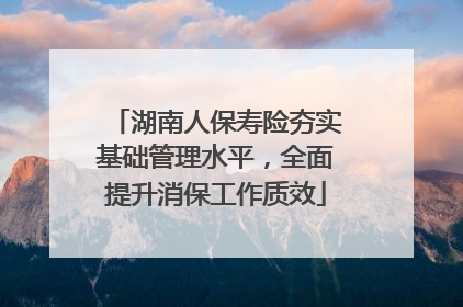 湖南人保寿险夯实基础管理水平，全面提升消保工作质效