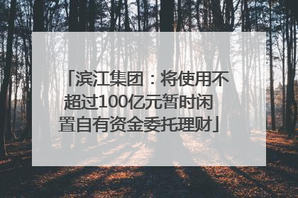 滨江集团：将使用不超过100亿元暂时闲置自有资金委托理财