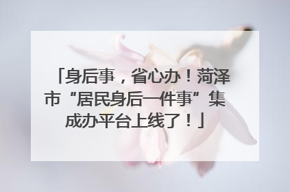 身后事，省心办！菏泽市“居民身后一件事”集成办平台上线了！