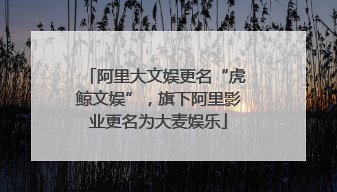 阿里大文娱更名“虎鲸文娱”，旗下阿里影业更名为大麦娱乐