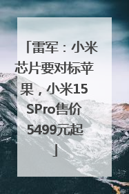 雷军：小米芯片要对标苹果，小米15SPro售价5499元起