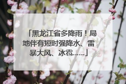 黑龙江省多降雨！局地伴有短时强降水、雷暴大风、冰雹……
